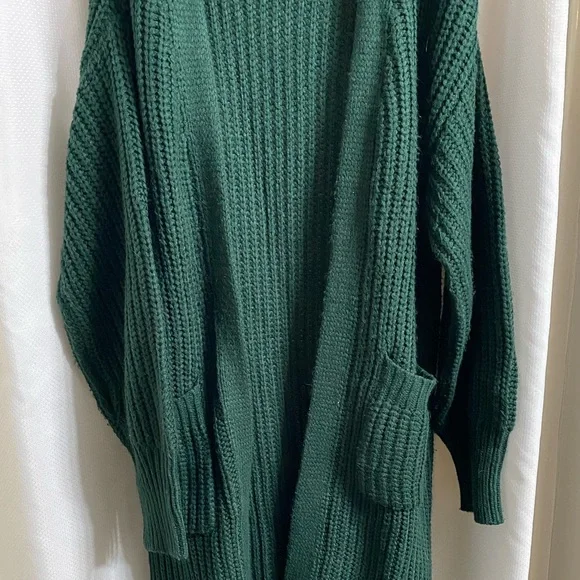 Green Knit Open-Front Cardigan - Picture 3 of 3